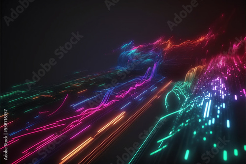 modern neon light moving high speed background. Generative AI © pcperle