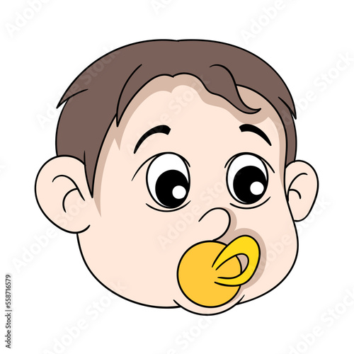 cute baby face sucking head