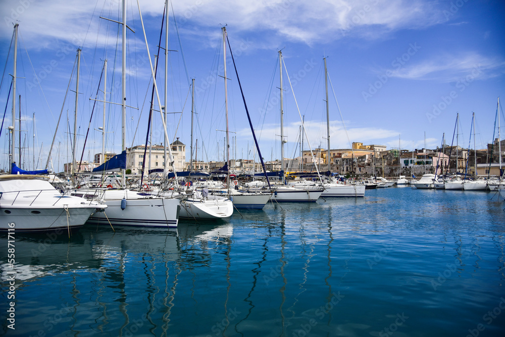 Yacht Harbour Siracusa SIcily, mediterranean sea 
