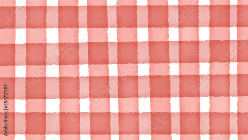 Red watercolor plaid background. stripes, girly checkered tartan texture, spring picnic tablecloth, plaid. vector checkered summer brush strokes.