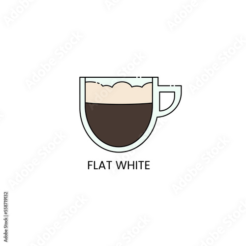 Delicious flat white coffee icon isolated. Outlined drink vector illustration design	