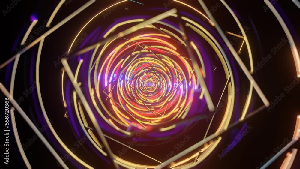 Rotating neon disco flashing light background. Rotating neon disco flashing light background.