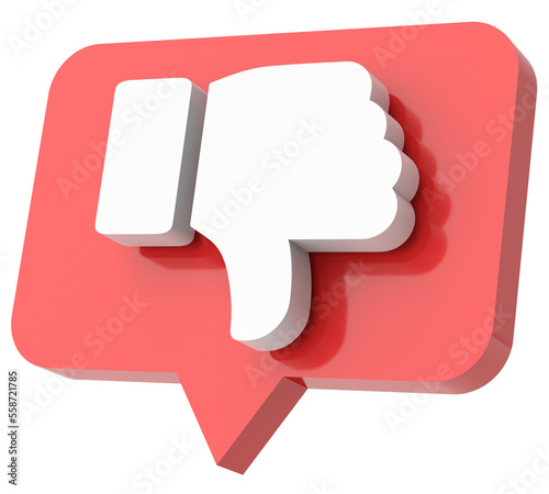 3D dislike icon. 3D illustration.