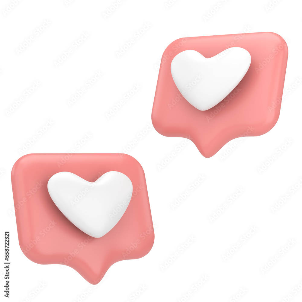 Love icon. Heart icon. 3D illustration.