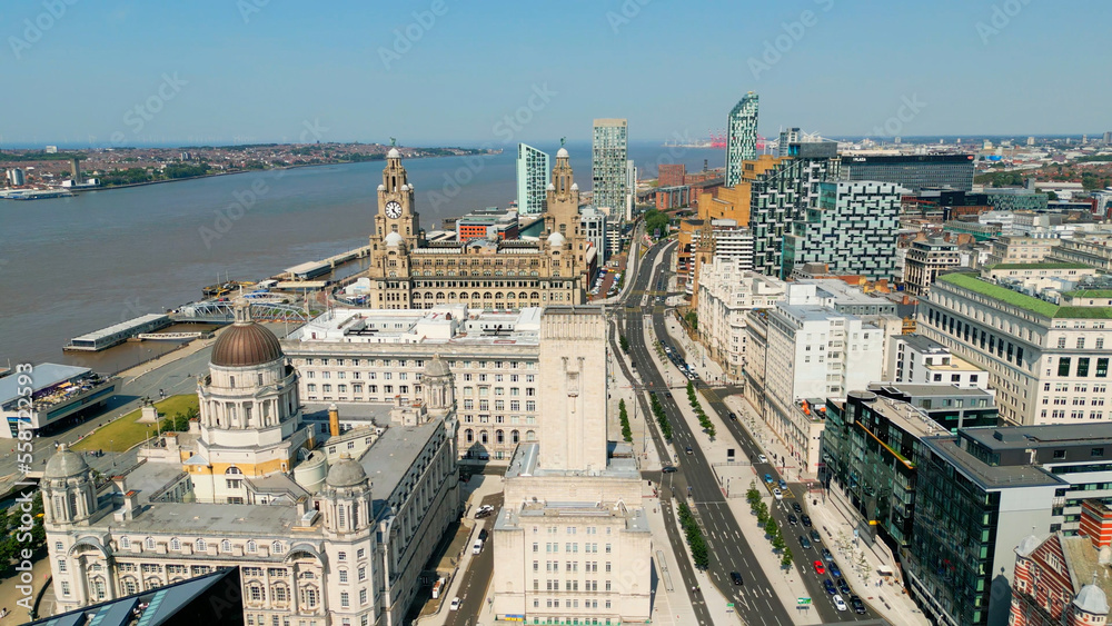 Flight over the city of Liverpool - drone photography Flight over the city of Liverpool - drone photography