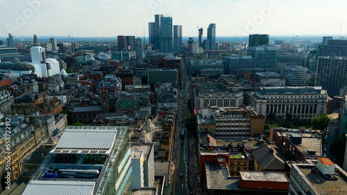 Aerial view over the city of Manchester - drone photography