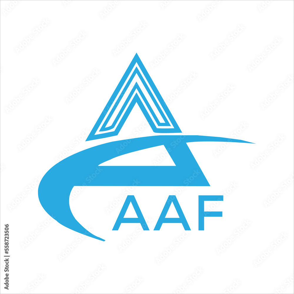 AAF letter logo. AAF blue image on white background. AAF Monogram logo