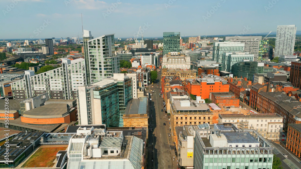 Aerial view over the city of Manchester - drone photography Aerial view over the city of Manchester - drone photography
