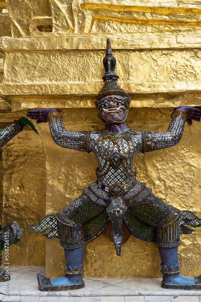 The Statues of demon guardians at the Grand Palace in Bangkok, Thailand