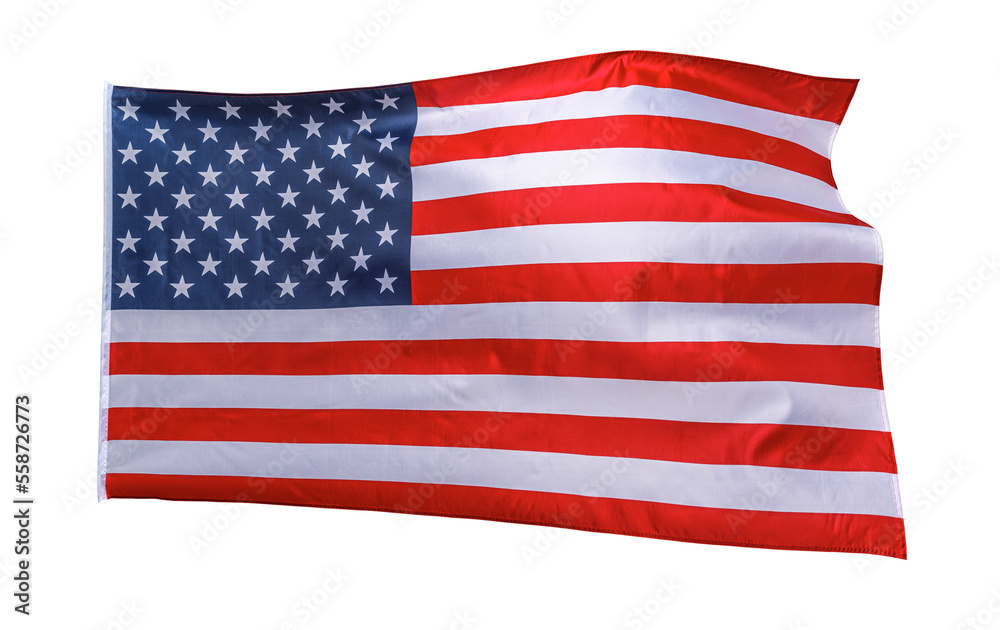 Obraz premium American flag waving isolated on white. The USA flag on a white background.