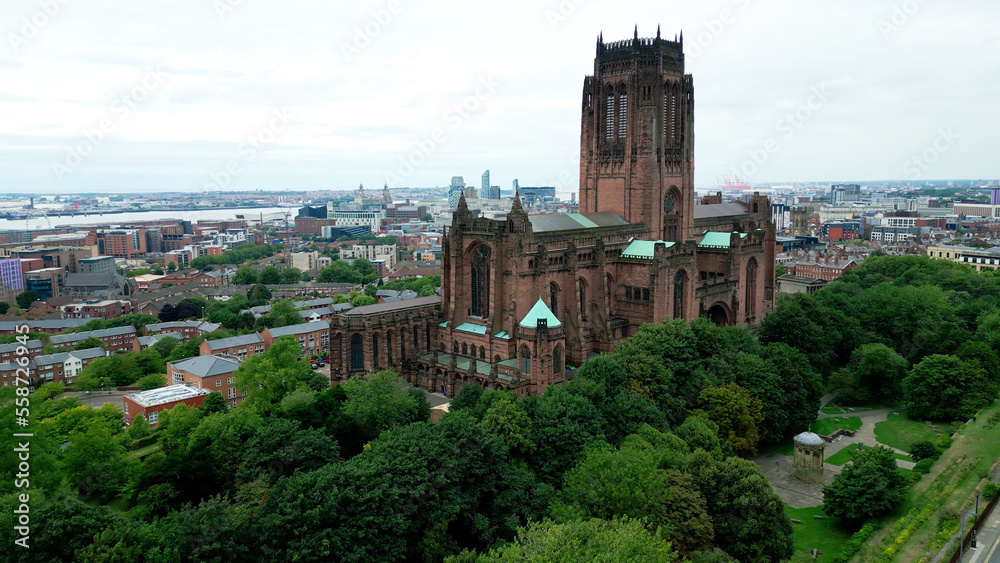 Liverpool Cathedral from above - aerial view - drone photography Liverpool Cathedral from above - aerial view - drone photography