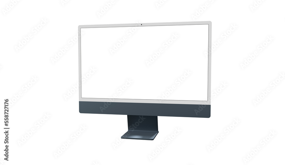 Realistic 3D Computer, with a white screen, isolated on a background Realistic 3D Computer, with a white screen, isolated on a background