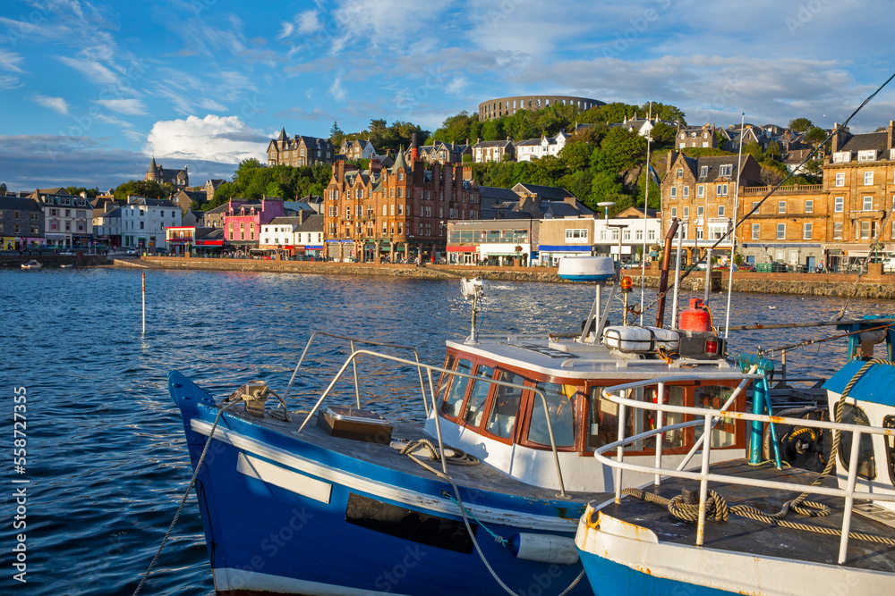 Skyline of the small town of Oban, the gateway to the Hebridean islands of Western Scotland