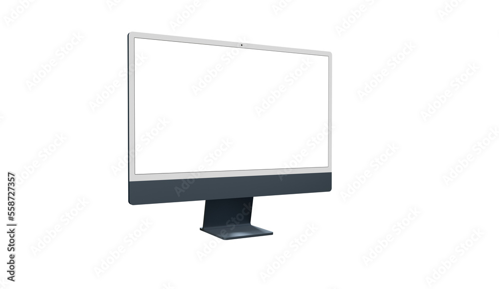 Computer display with blank white screen 3d Computer display with blank white screen 3d
