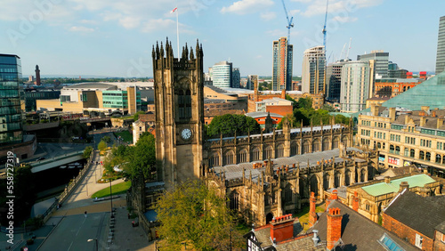 Manchester Cathedral - aerial view - drone photography