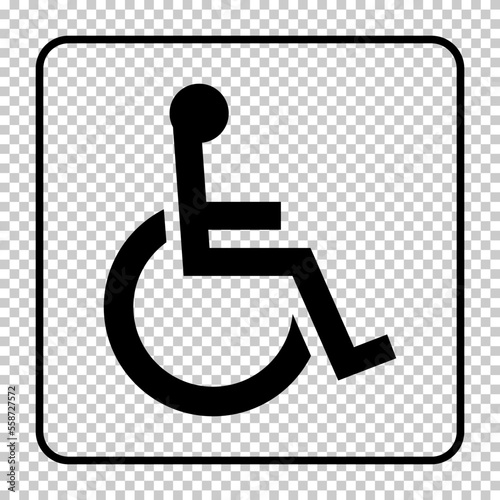 Wheelchair symbol isolated on transparent background. A stylized image of a person in a wheelchair. International standard Symbol of Access (ISA) vector illustration.