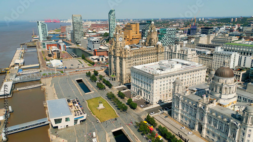 Flight over the city of Liverpool - drone photography