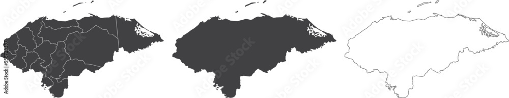 set of 3 maps of Honduras - vector illustrations	
