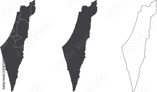 set of 3 maps of Israel - vector illustrations	
