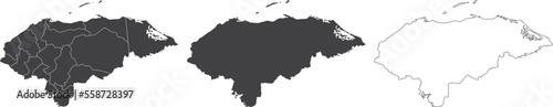 set of 3 maps of Honduras - vector illustrations 