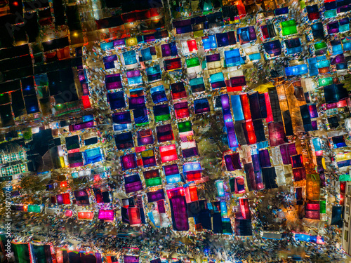 Aerial view of temporary tents for the Third largest Muslims congregation in Barisal, Bangladesh. photo