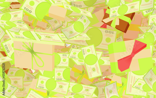 Background pattern abstract design texture. Seamless. Theme is about credit, many, bow, love, cash, business, prosperity, market, christmas, currency, paper, investment, financial, gift