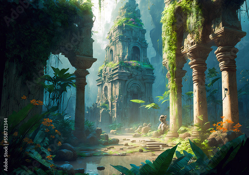 Ruin of El Dorado, ancient civilization, lost city in the jungle photo