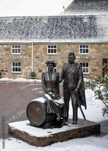 Mr and Mrs Grant welcome you to Glenfiddich Distillery in the snow.