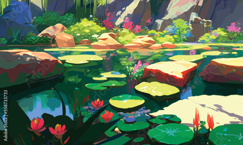 Vector illustration of a lake