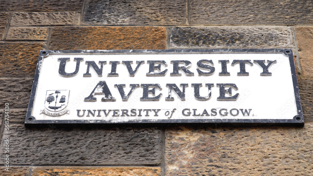 University Avenue in Glasgow street sign - travel photography University Avenue in Glasgow street sign - travel photography