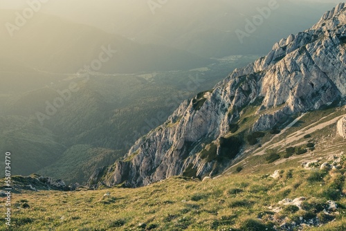 Sunset over mountains. Piatra Craiului mountains, Romania