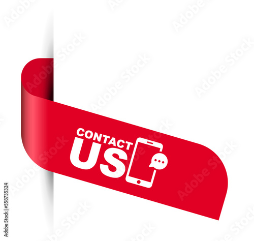 red vector illustration banner contact us