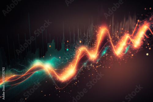 Abstract stock market chart with candles and lines, Generative AI illustration