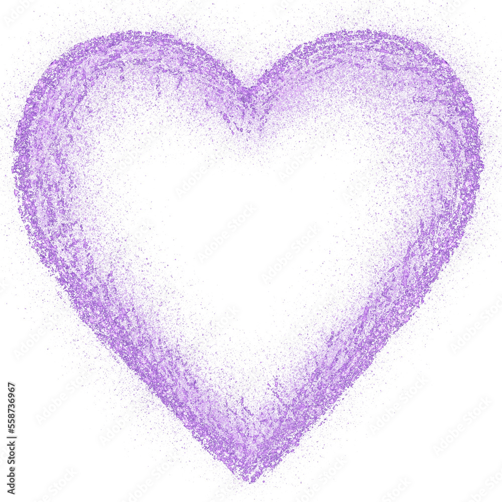Purple glitter hand-drawn heart