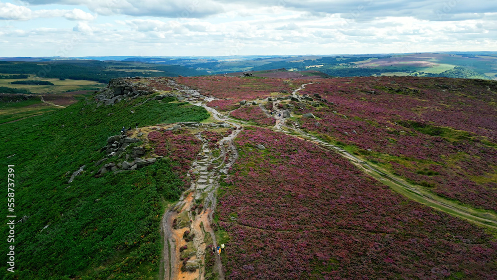 Higger Tor at the Peak District National Park - aerial view - drone photography