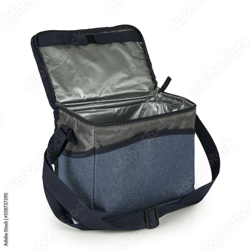 blue cooler bag isolated on white, png photo