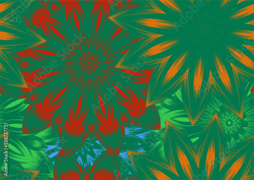 Flowers. Seamless floral background. Tracery handmade nature ethnic fabric backdrop pattern. Textile design texture. Decorative color art. Vector