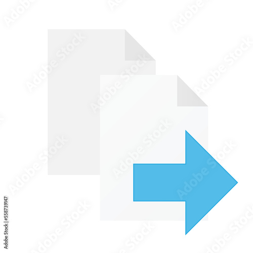 File computer document icon with copy or move arrow isolated on white background