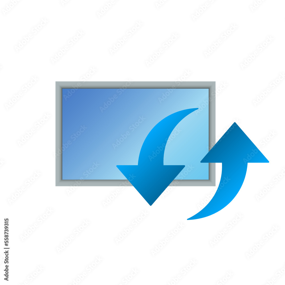 Monitor icon with download upload icon for personal computer Monitor icon with download upload icon for personal computer