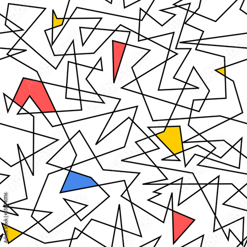 Mondrian style artwork tileable vector pattern