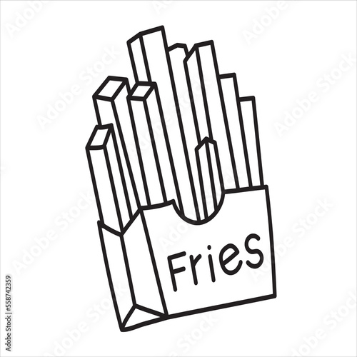 kawai icon food item with coloring page for kids
