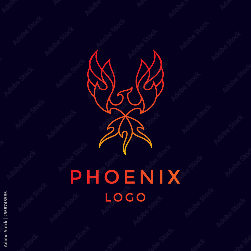colorful phoenix logo with lineart style