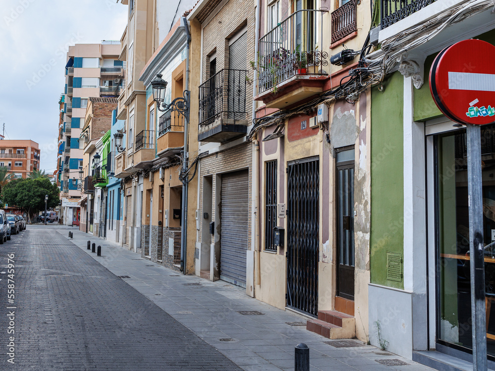 Houses in El Cabanyal, a Neighborhood in the City of Valencia, Spain