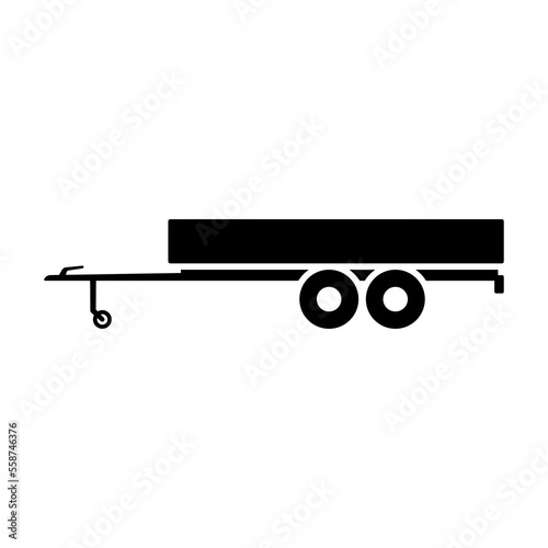 Trailer icon. Black silhouette. Side view. Vector simple flat graphic illustration. Isolated object on a white background. Isolate.