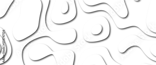 Vector abstract white paper cut banner. Geometric layered curve line white vector background. Material design concept vector illustration. Soft smooth lines curving white papercut background.