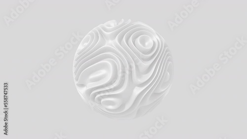 Organic Ball, 3D animation, white color 4k