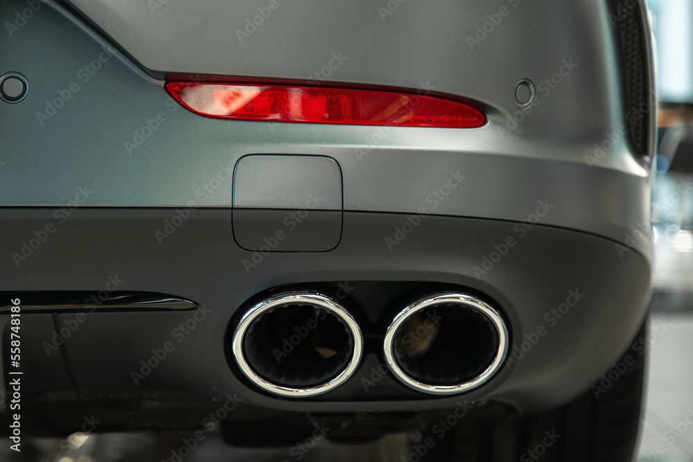 Stainless steel exhaust pipes of premium sports car bumper
