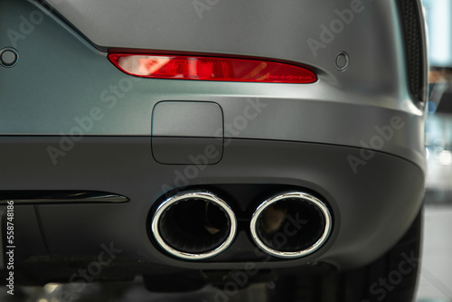 Stainless steel exhaust pipes of premium sports car bumper