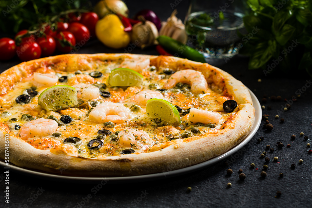 Pizza with shrimp Pizza with shrimp