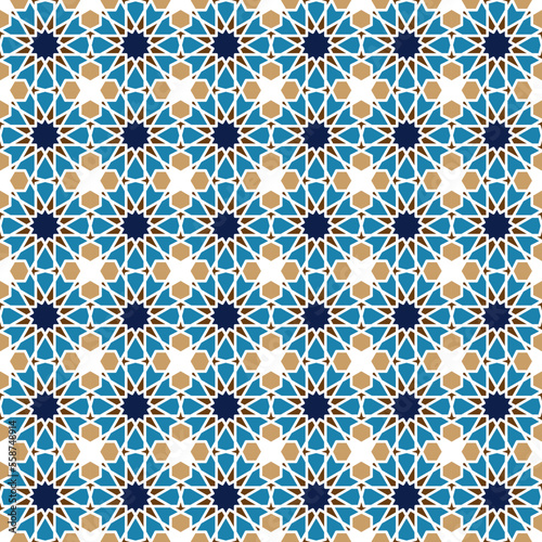 Seamless islamic pattern. Background vector illustration. Seamless girih pattern. Traditional Islamic Design. Mosque decoration element. Seamless geometric pattern. Vector decorative ornamental patter